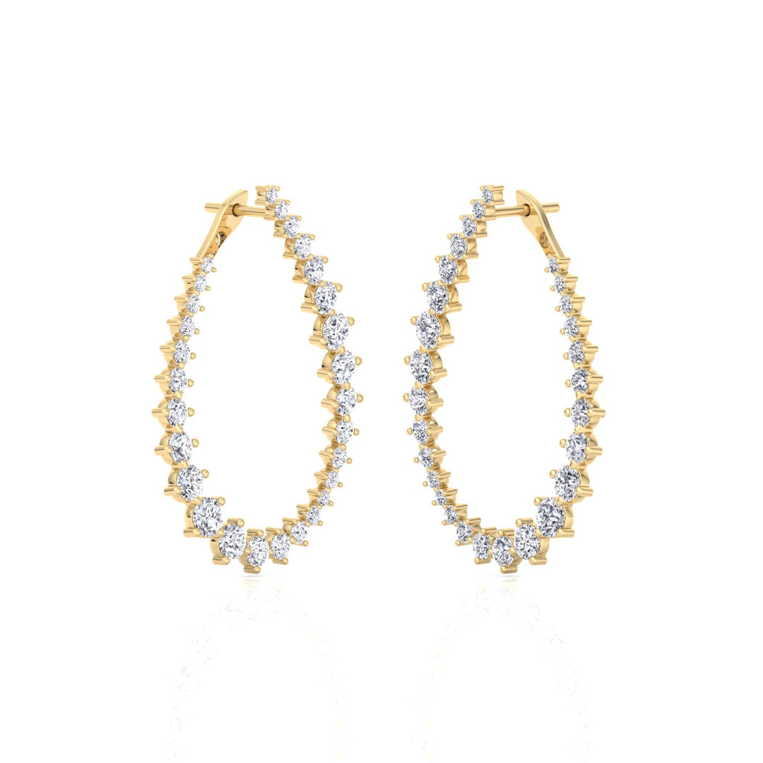 Round Teardrop Shape Lab-Grown Diamond Earrings YG 