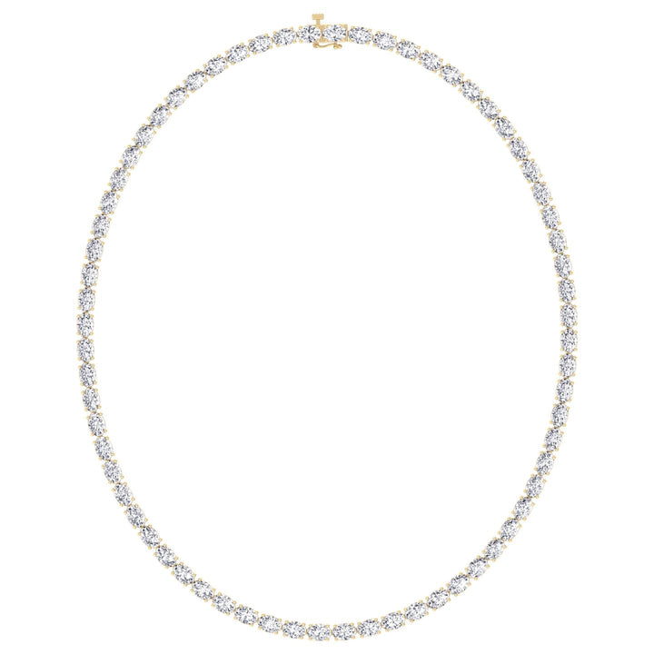 East to West Oval Cut Lab Grown Diamond Tennis Necklace 18K Solid Gold