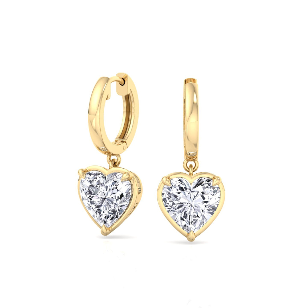 Heart Shape Lab Grown Diamond Dangle Earrings YG 2
