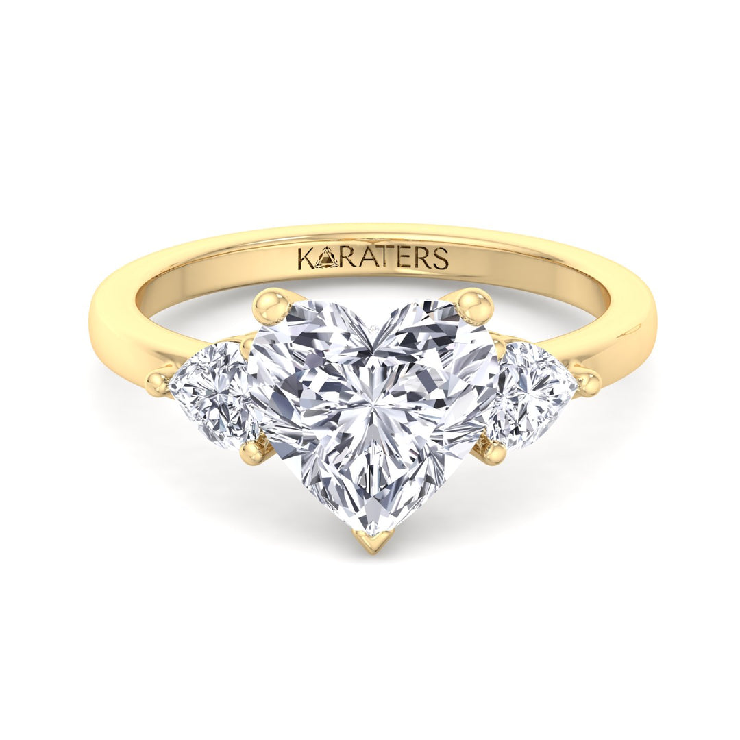 Heart Shaped Cut Halo Solitaire Lab Grown Diamond Engagement Ring