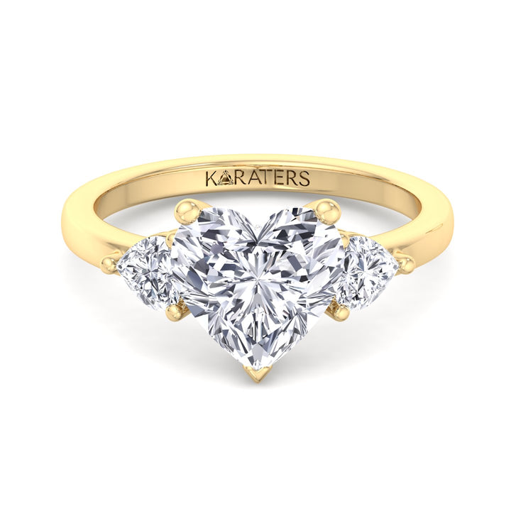 Heart Shaped Cut Halo Solitaire Lab Grown Diamond Engagement Ring