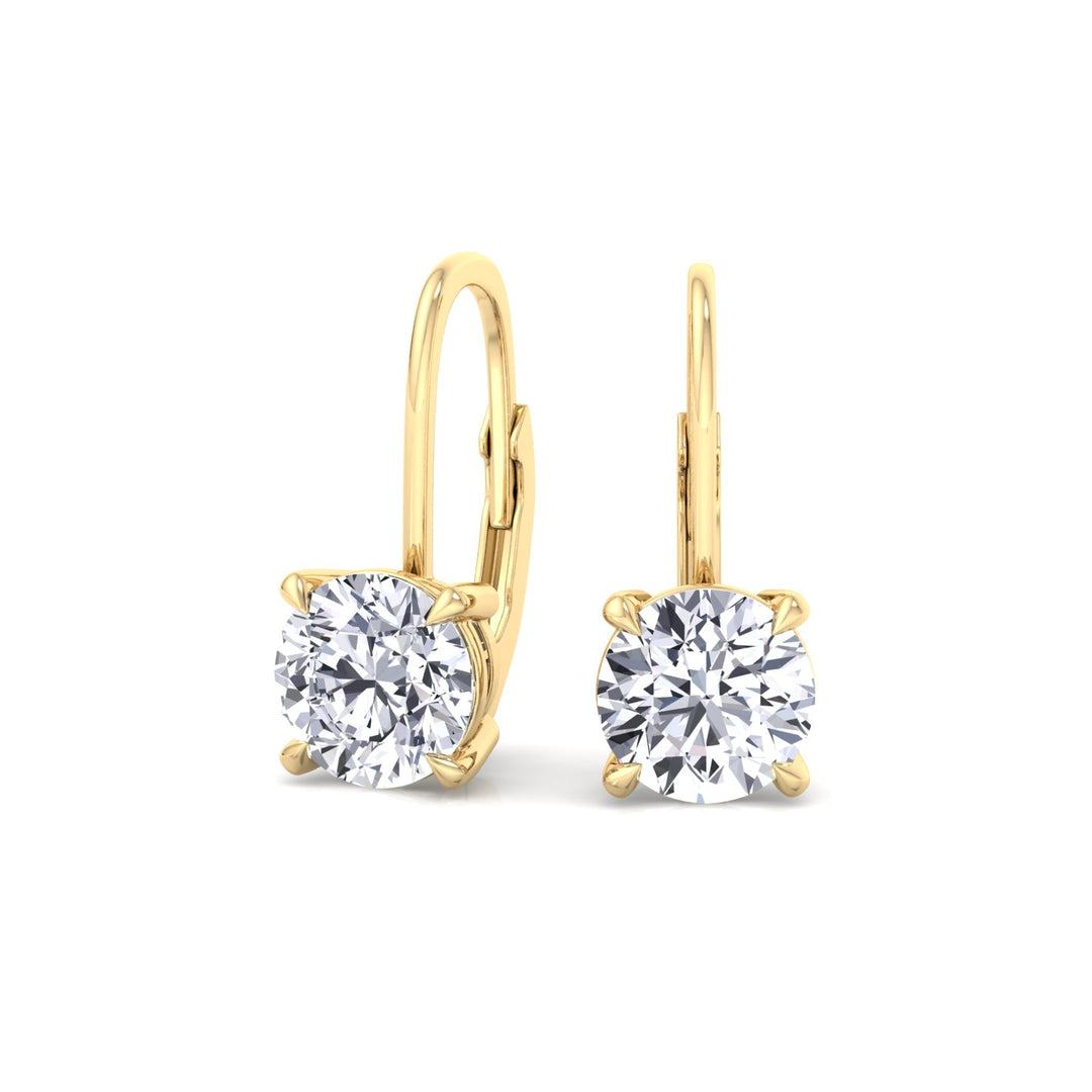 Round Shape Lab Grown Diamond Drop Earrings YG 4