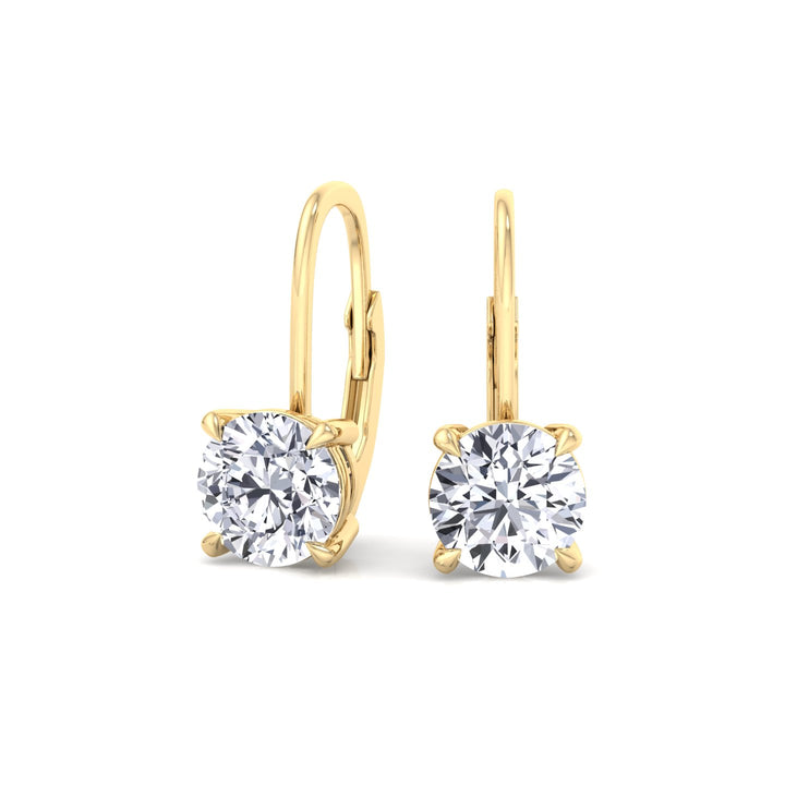 Round Shape Lab Grown Diamond Drop Earrings YG 4