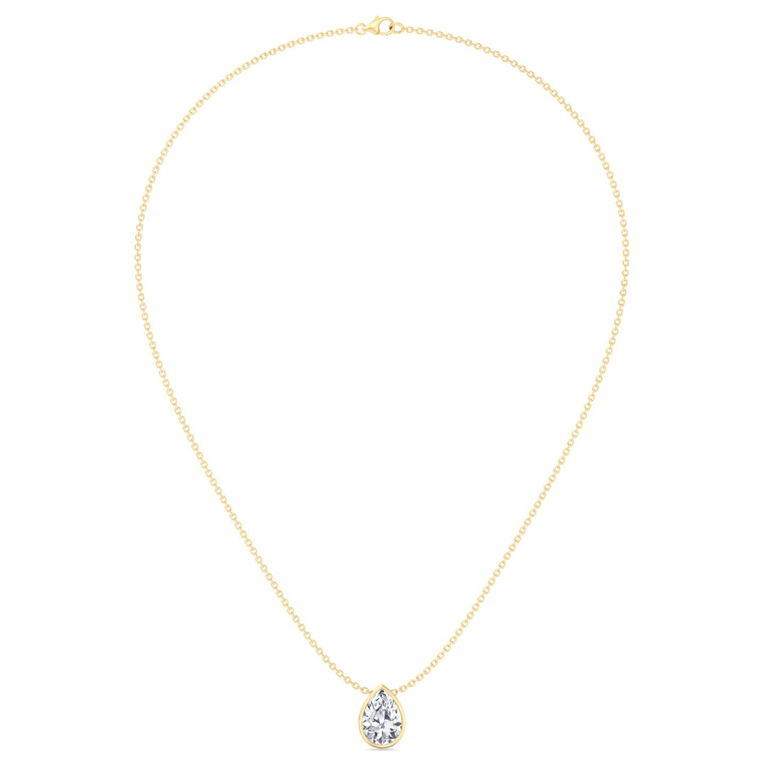 Pear Shape Bezel Set Lab Grown Diamond Pendant - Yellow Gold1CT-5CT