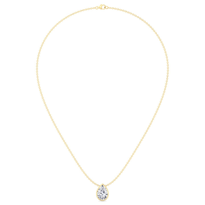 Pear Shape Bezel Set Lab Grown Diamond Pendant - Yellow Gold1CT-5CT