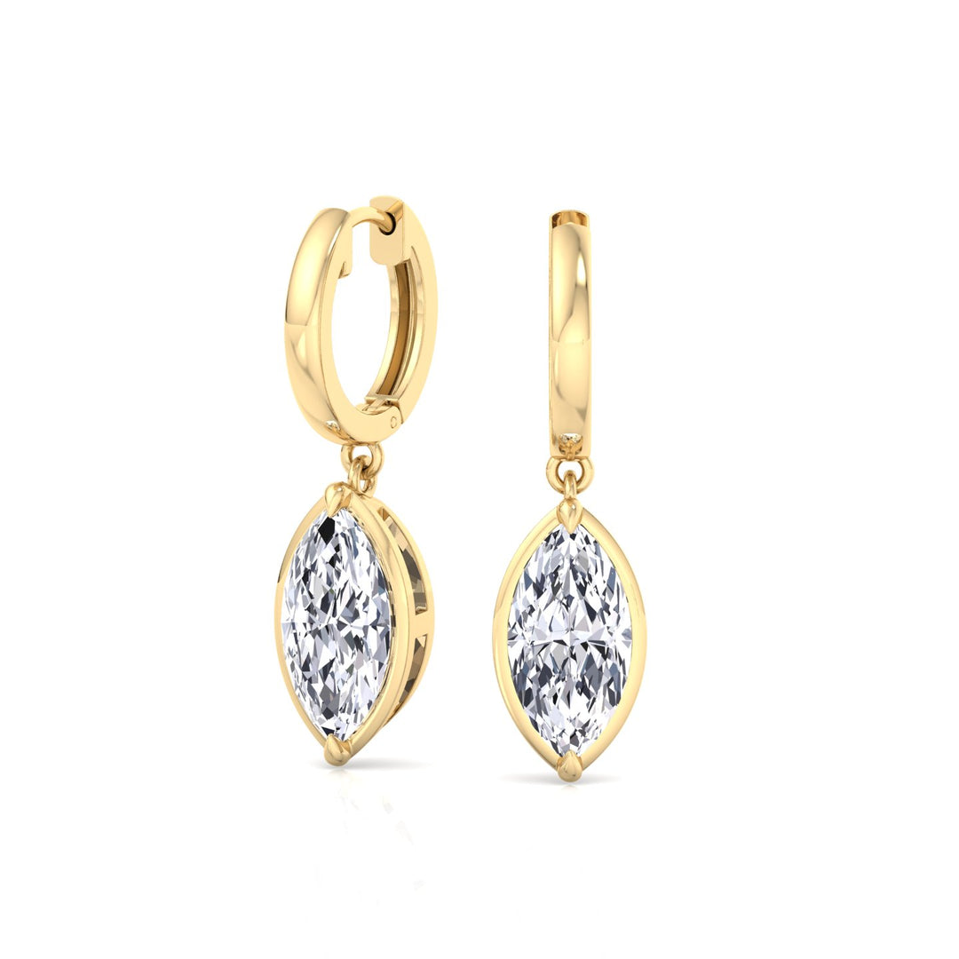 Marquise Shape Lab Grown Diamond Dangle Earrings YG 4