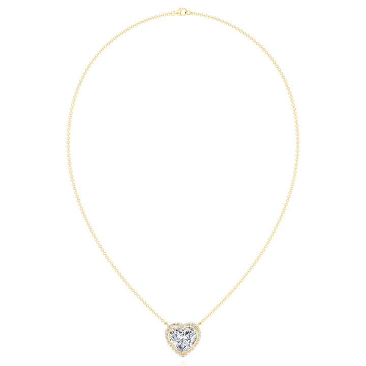 Invisible Halo Heart Shape Lab Grown Diamond Pendant Yellow Gold 14K 18K