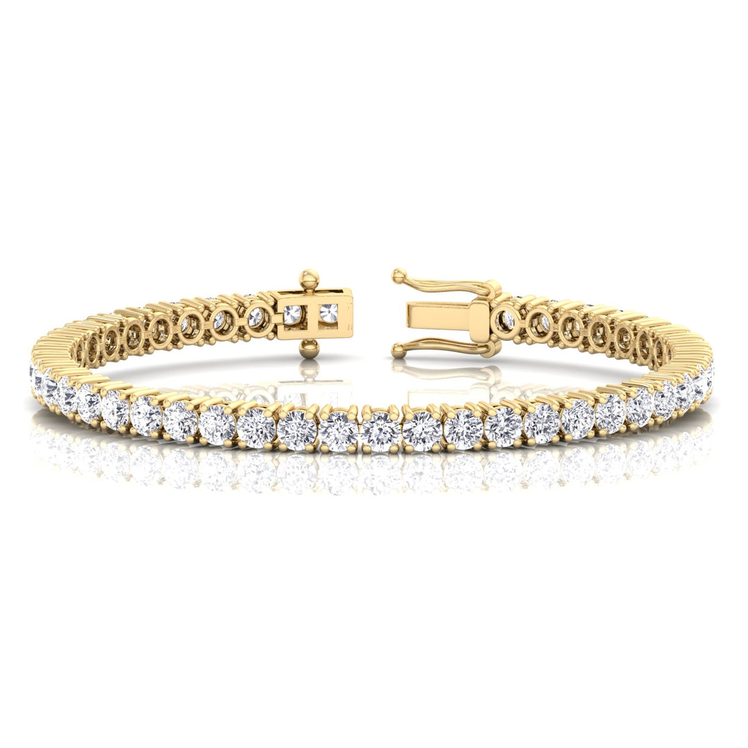 3CT 4 Prong Round Cut Lab Grown Diamond Tennis Bracelet 14K Solid Gold