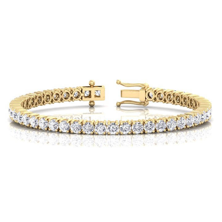 3CT 4 Prong Round Cut Lab Grown Diamond Tennis Bracelet 14K Solid Gold