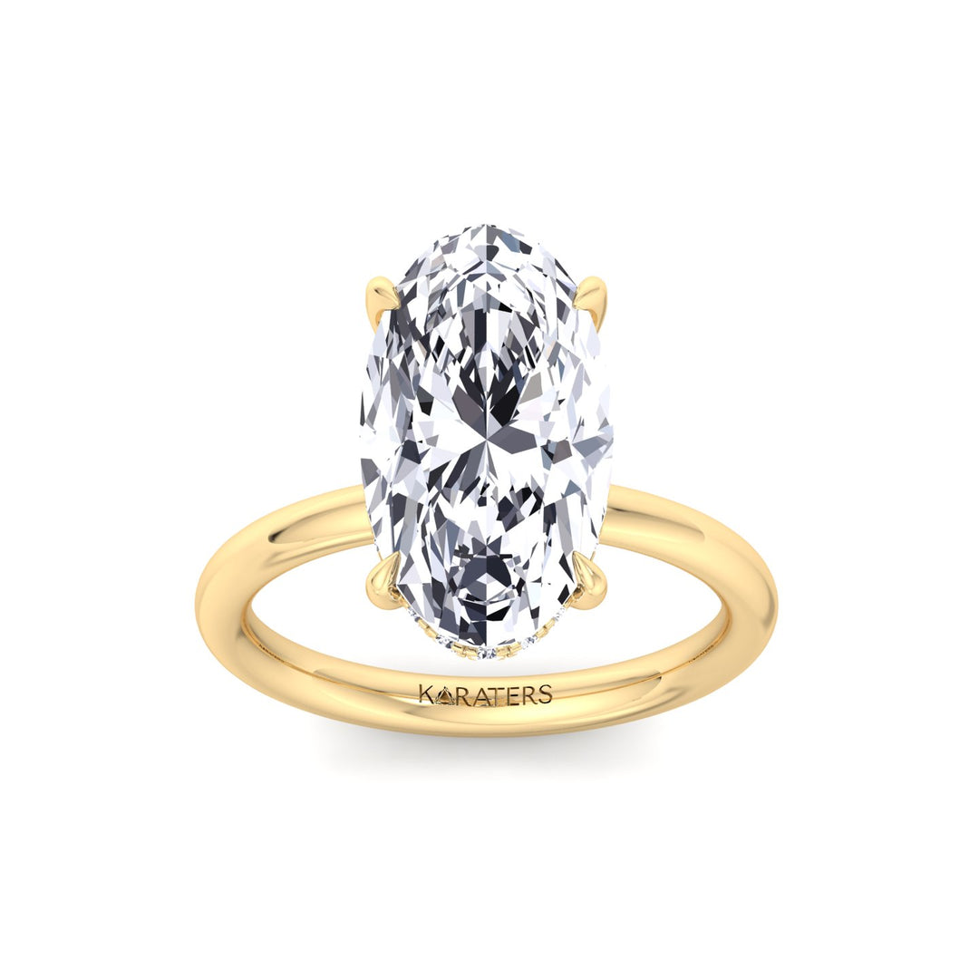 Moval Lab Grown Diamond Engagement Ring with Hidden Halo Yellow Gold 14K 18K