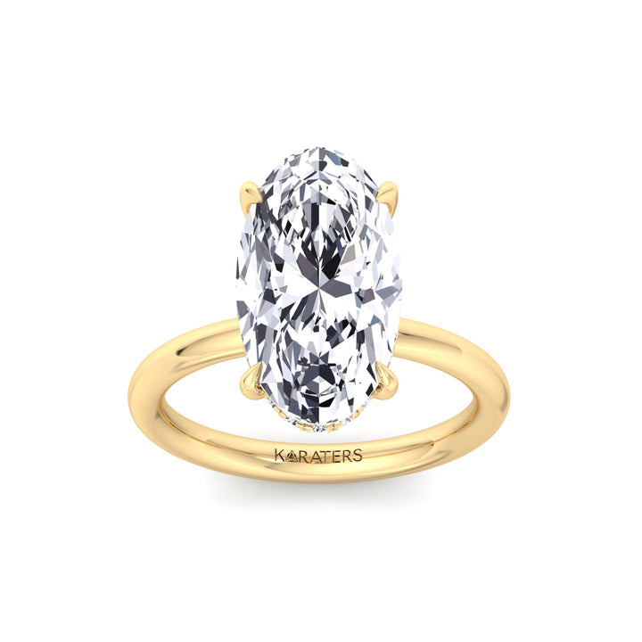 Moval Lab Grown Diamond Engagement Ring with Hidden Halo Yellow Gold 14K 18K