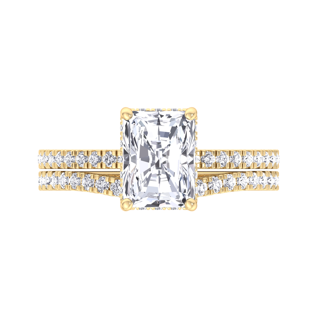 3.80CT Total Weight Radiant Cut Lab Grown Diamond Wedding Set Yellow Gold