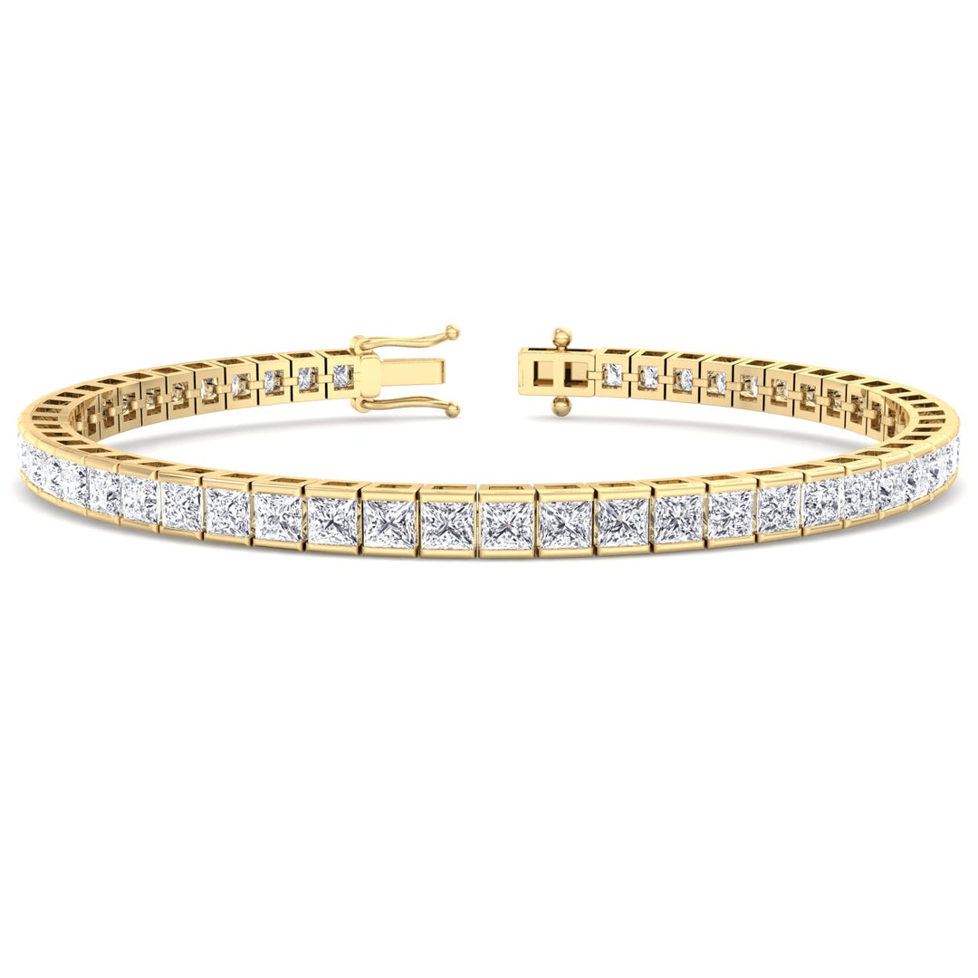 Princess Cut Lab Grown Diamond Tennis Bracelet 14K Solid Gold