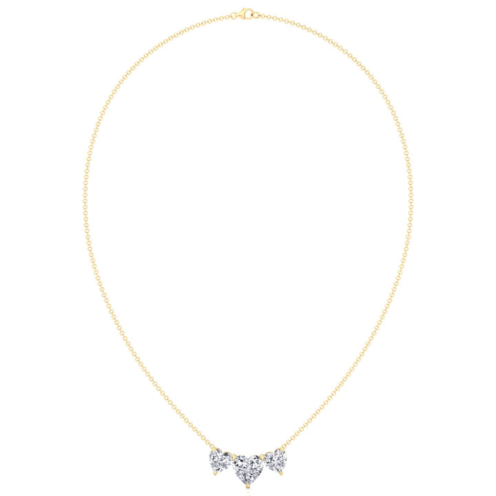 Triple Heart Shape Lab Grown Diamond Pendant Yellow Gold 14K 18K