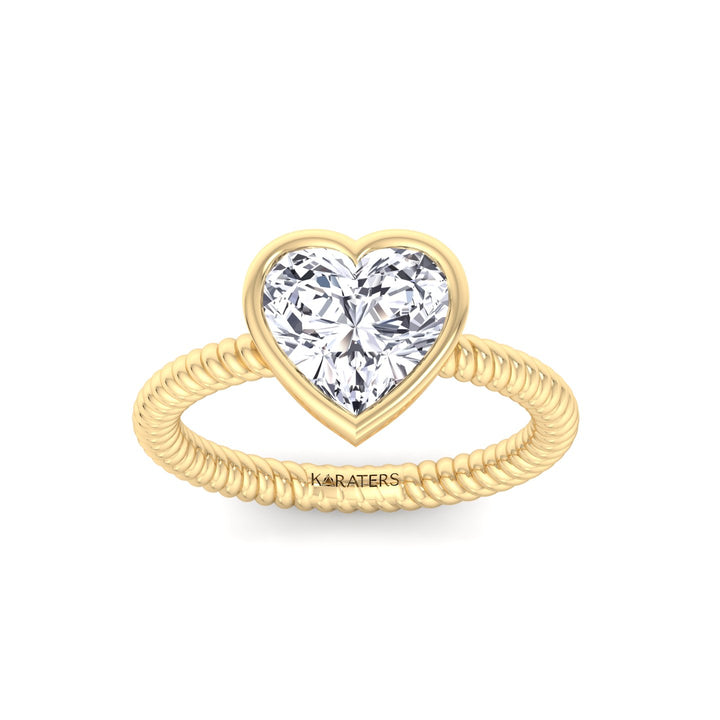 Heart Shape Twisted Rope Band Lab  Diamond Ring YG 2