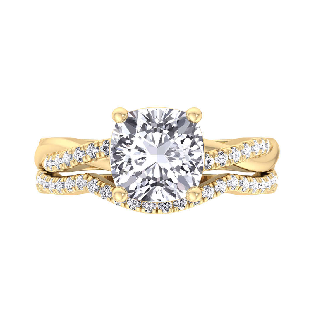 4.5CT Total Weight Cushion Cut Lab Grown Diamond Wedding Set Yellow Gold 14K 18K