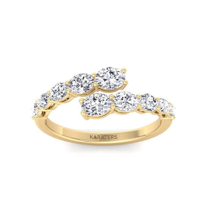 Graduated Oval Shape Lab Grown Diamond Wrap Ring Yellow Gold 14K 18K