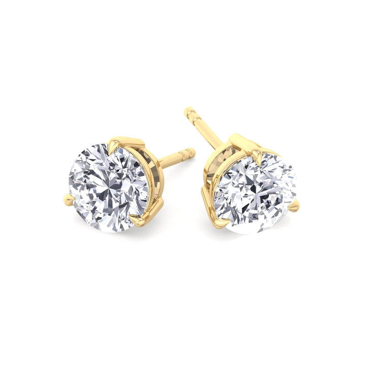 3 Prong Round Cut  Lab-Grown Diamond Studs YG 2