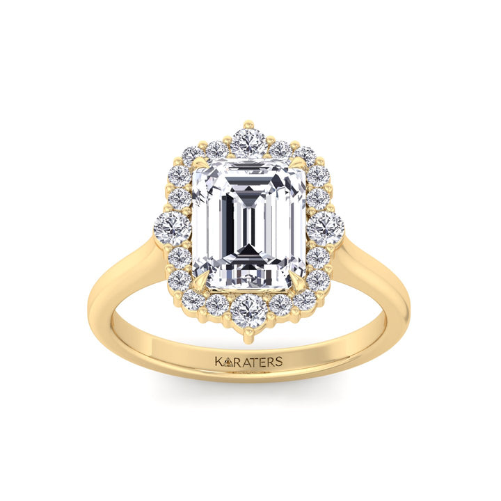 Cathedral Style Emerald Cut Lab Grown Diamond Ring YG 2