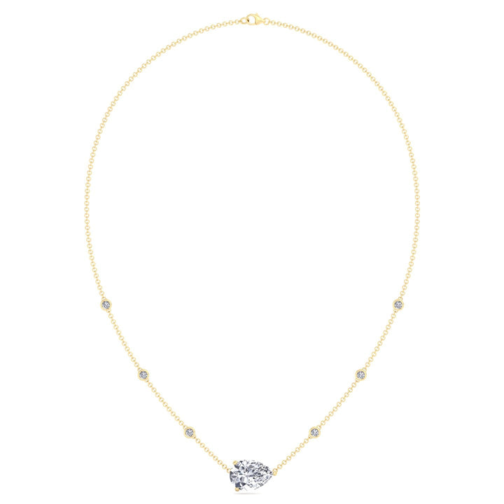 Diamond by The Yard Necklace with Pear Shape Center Stone Yellow Gold 14K 18K