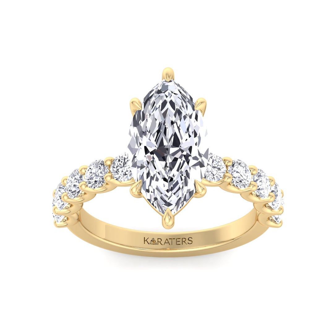 Flavia - Marquise Cut Lab Grown Diamond Halfway Eternity Style Engagement Ring