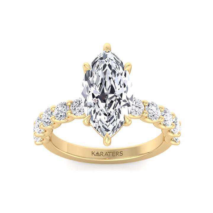 Flavia - Marquise Cut Lab Grown Diamond Halfway Eternity Style Engagement Ring