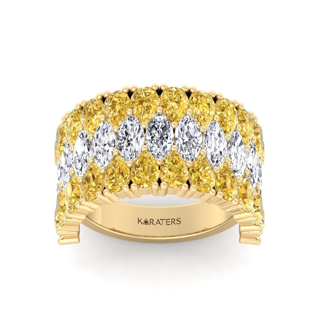 Pear Shape Fancy Yellow and Marquise Lab-Grown Diamond Cocktail Ring  YG 