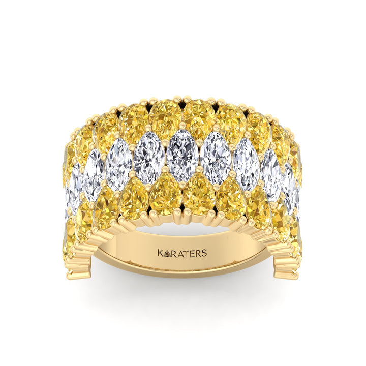 Pear Shape Fancy Yellow and Marquise Lab-Grown Diamond Cocktail Ring  YG 