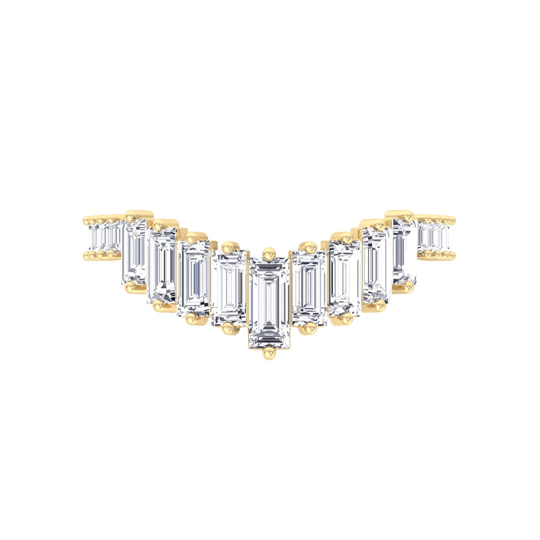 Baguette Lab Grown Diamond Wedding Band Yellow Gold 14K 18K 