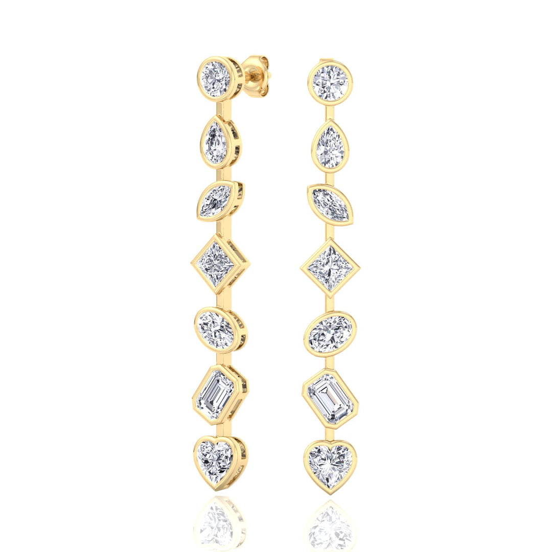 Multi Stone Bezel Tennis Earrings Lab Grown Diamond YG