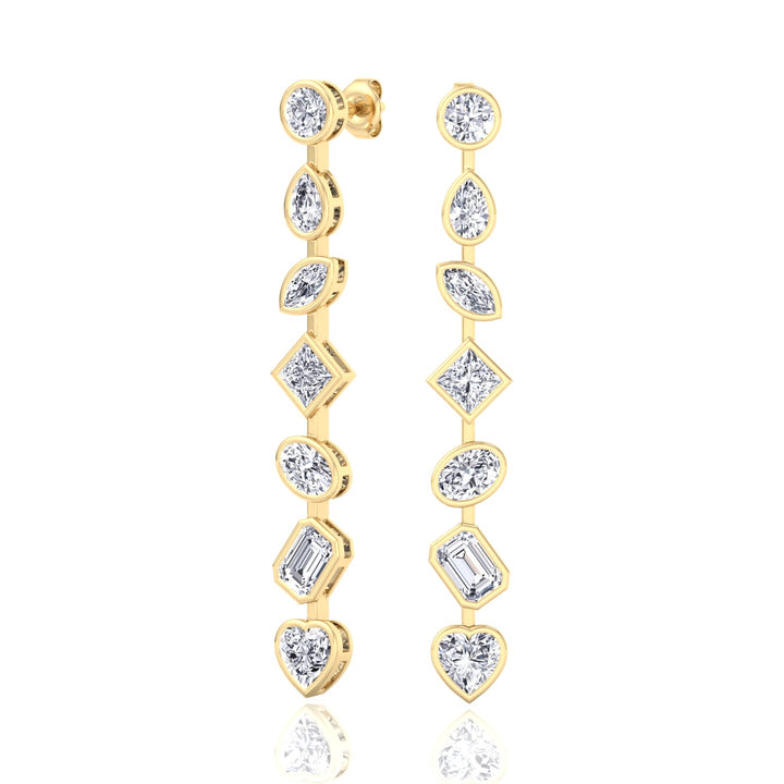 Multi Stone Bezel Tennis Earrings Lab Grown Diamond YG