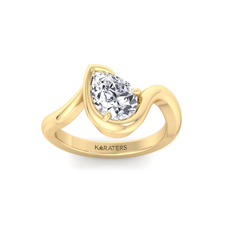 Pear Shape Lab Grown Diamond Twist Band Engagement Ring YG 2