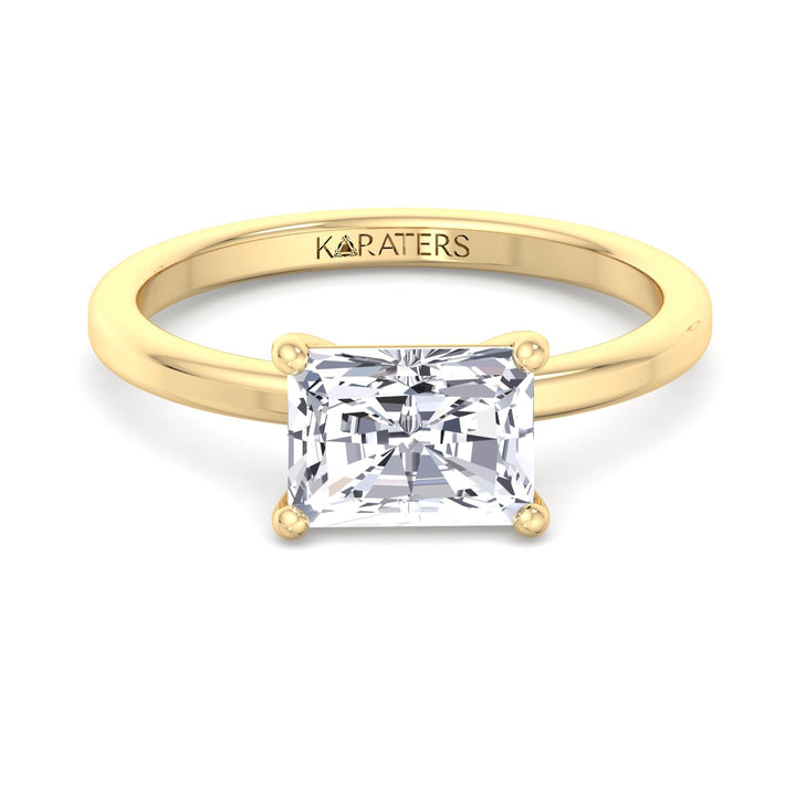 Radiant Cut Solitaire Lab Grown Diamond Engagement Ring East West
