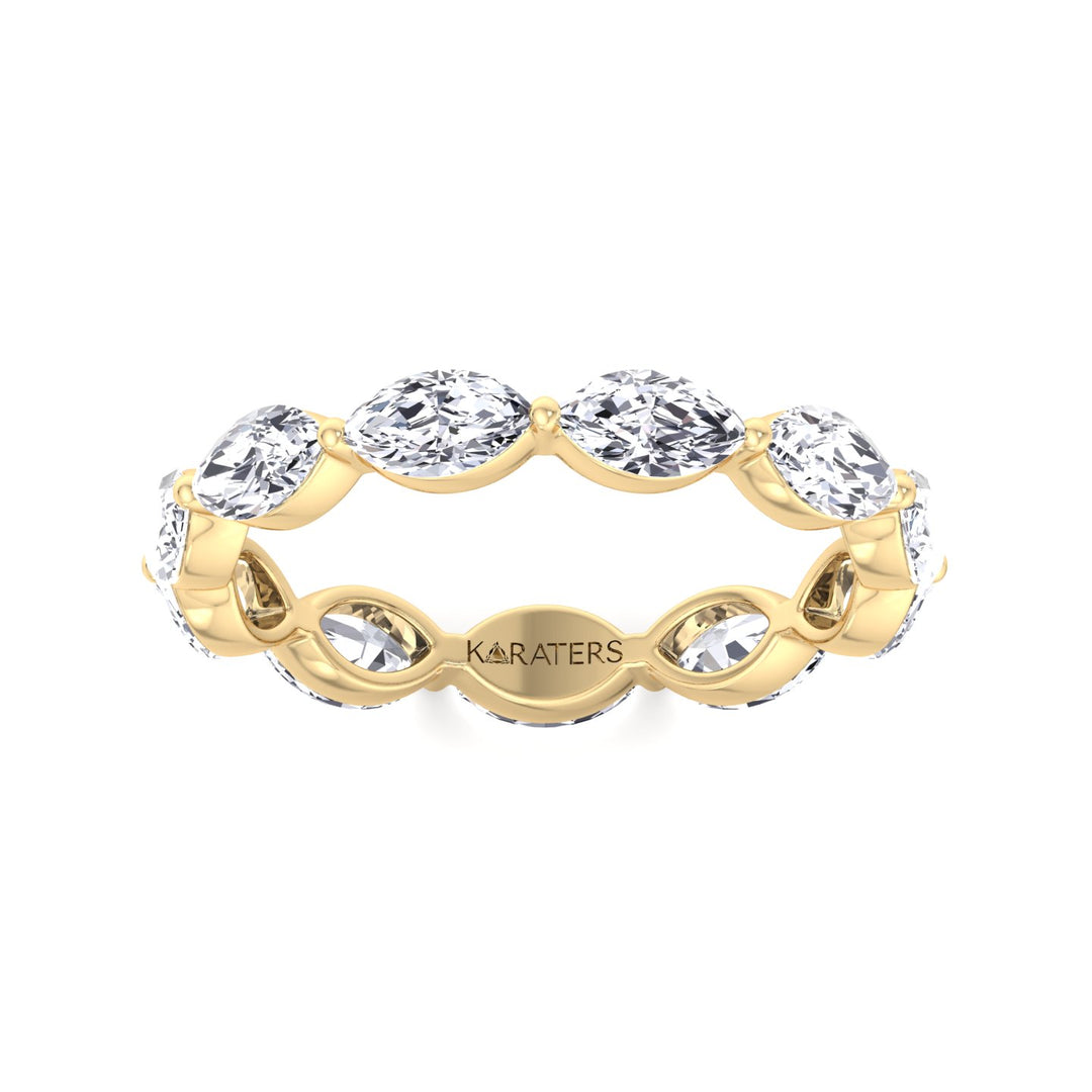 East West Marquise Shape Lab Grown Diamond Eternity Band Yellow Gold 14K 18K