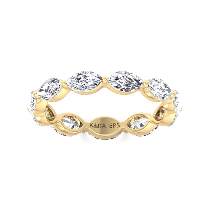East West Marquise Shape Lab Grown Diamond Eternity Band Yellow Gold 14K 18K
