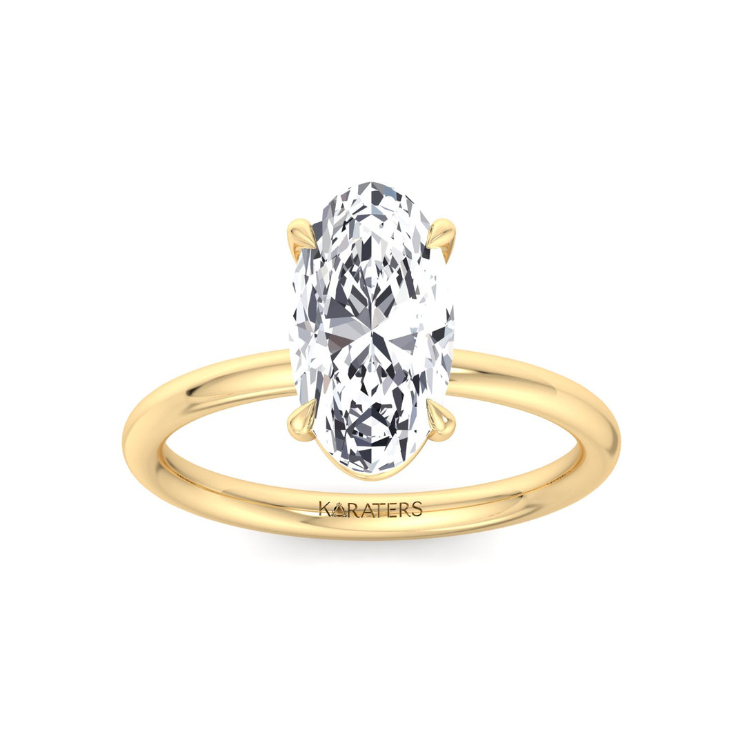 Moval Solitaire Lab-Grown Diamond Engagement Ring Yellow Gold 14K 18K