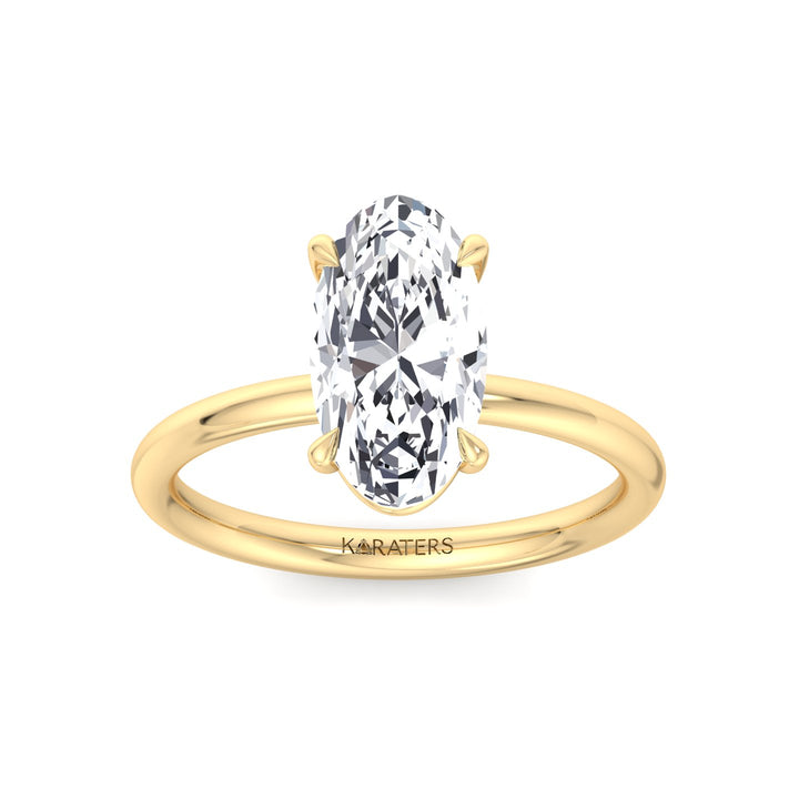 Moval Solitaire Lab-Grown Diamond Engagement Ring Yellow Gold 14K 18K