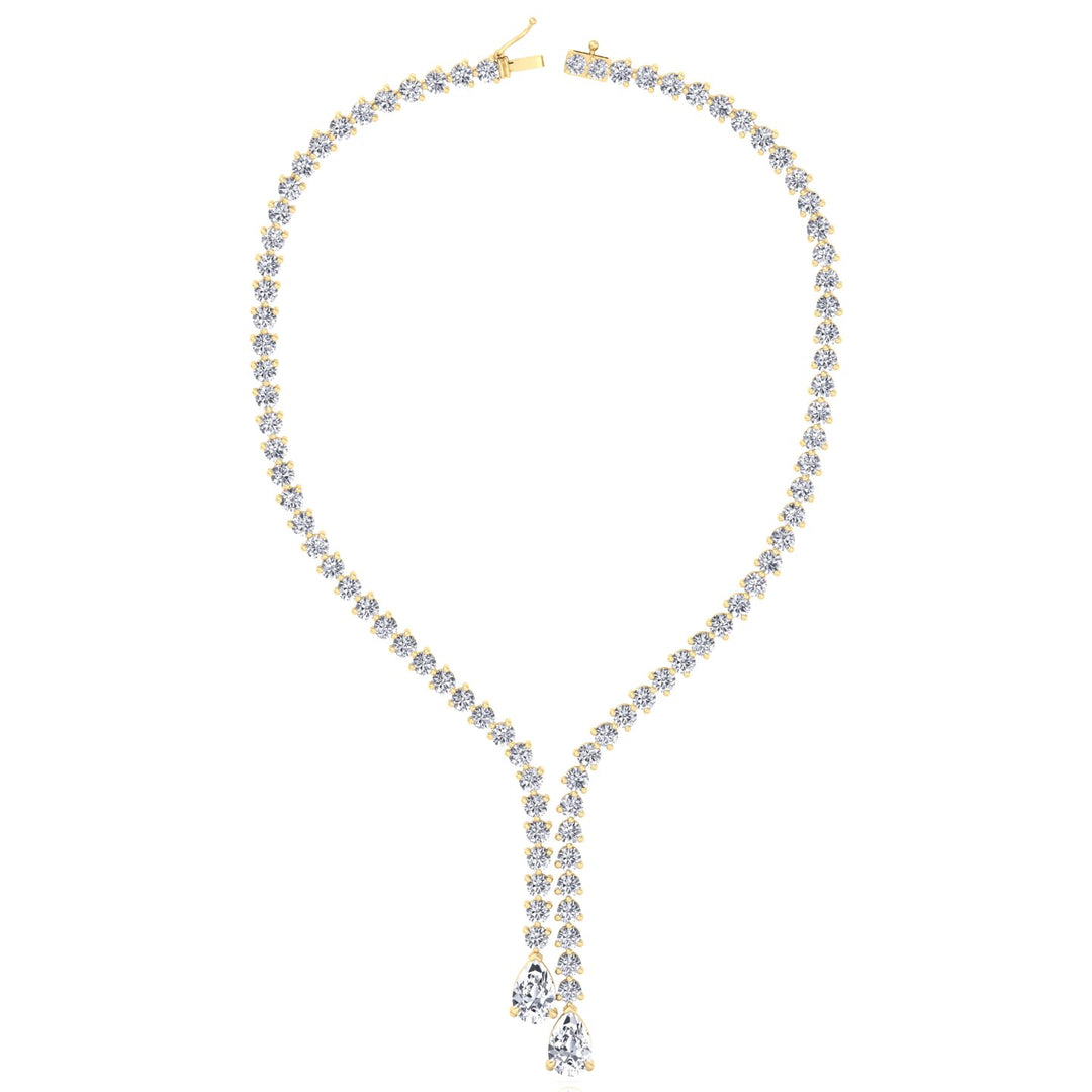 18CT T.W. Pear Shape Lab Grown Diamond Lariat Tennis Necklace Yellow Gold 14K 18K