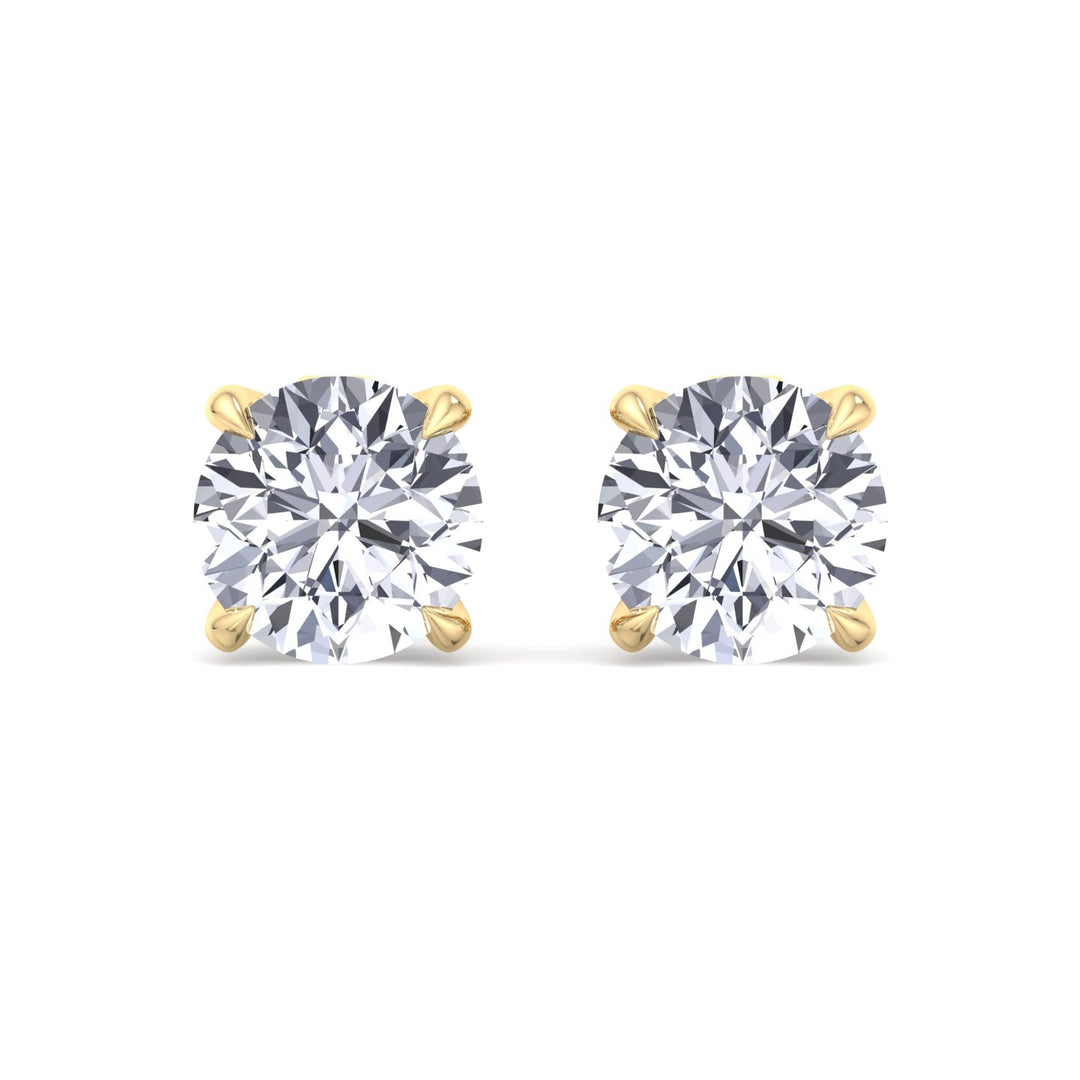 Round Cut  Lab-Grown Diamond Studs Yellow Gold 14K