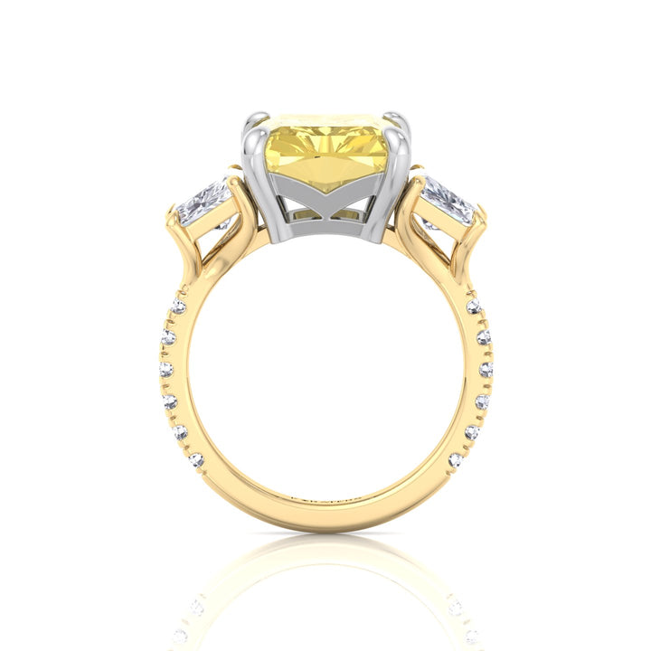 Fancy Yellow Radiant Cut Lab-Grown Diamond Engagement Ring with Pave Sidestones Yellow Gold