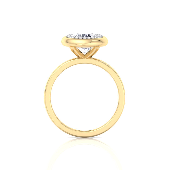 Halo Bezel Set Bubble with Round Shape Lab-Grown Diamond Engagement Ring Yellow Gold