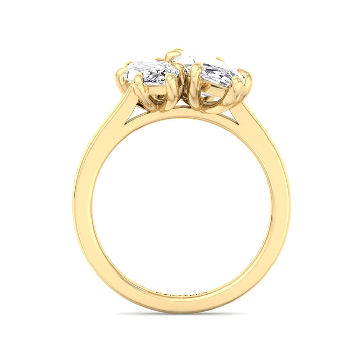 Marquise Cut Two-Stone Lab Grown Diamond Engagement Ring Yellow Gold