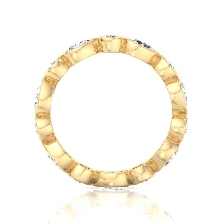Bezel Set Round and Pear Shape Lab Grown Diamond Eternity Band Yellow Gold