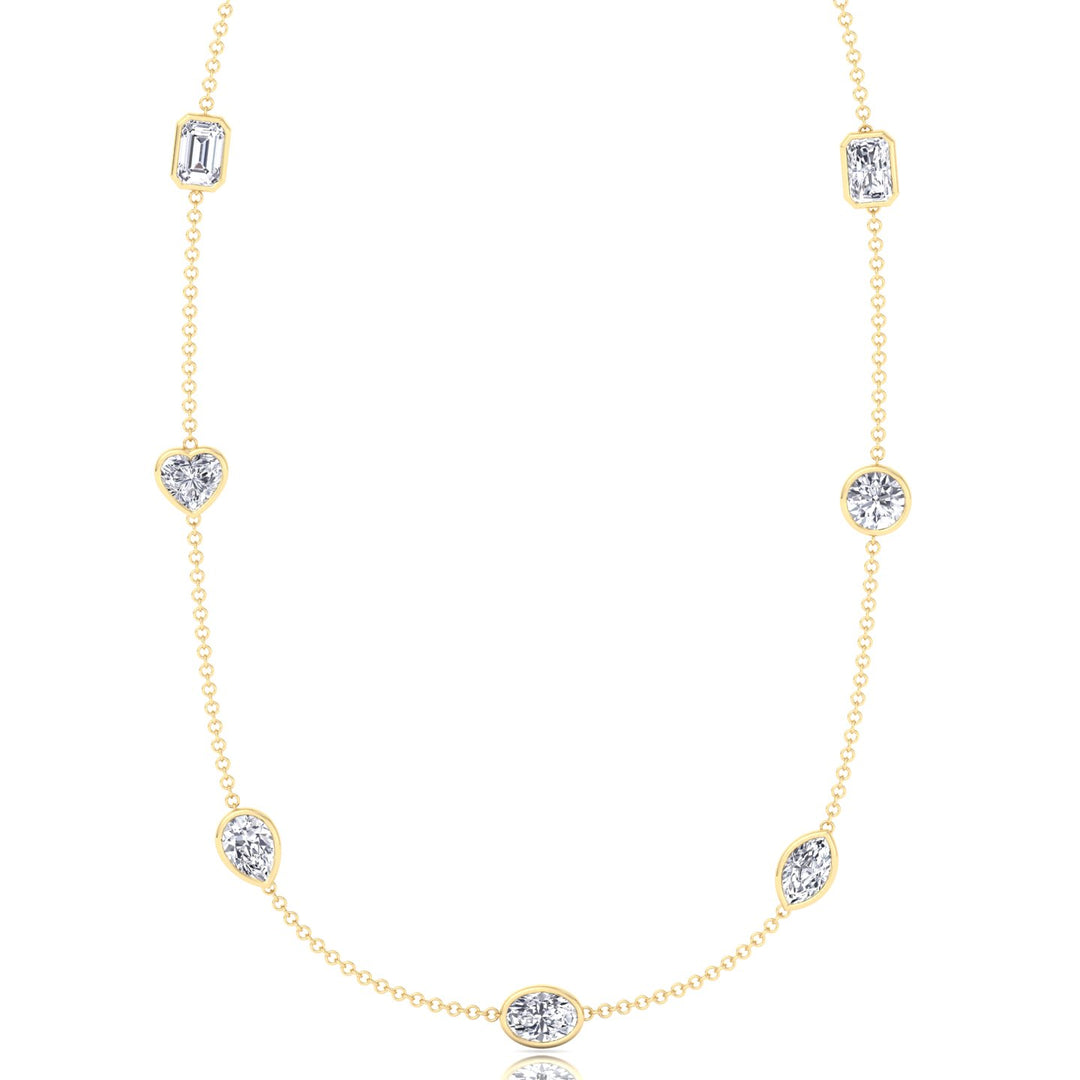 Multi Shape Lab Grown Diamond By The Yard Necklace Yellow Gold 18K