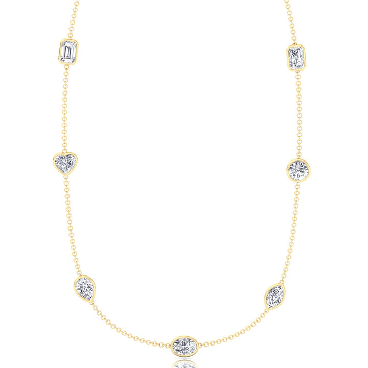 Multi Shape Lab Grown Diamond By The Yard Necklace Yellow Gold 18K