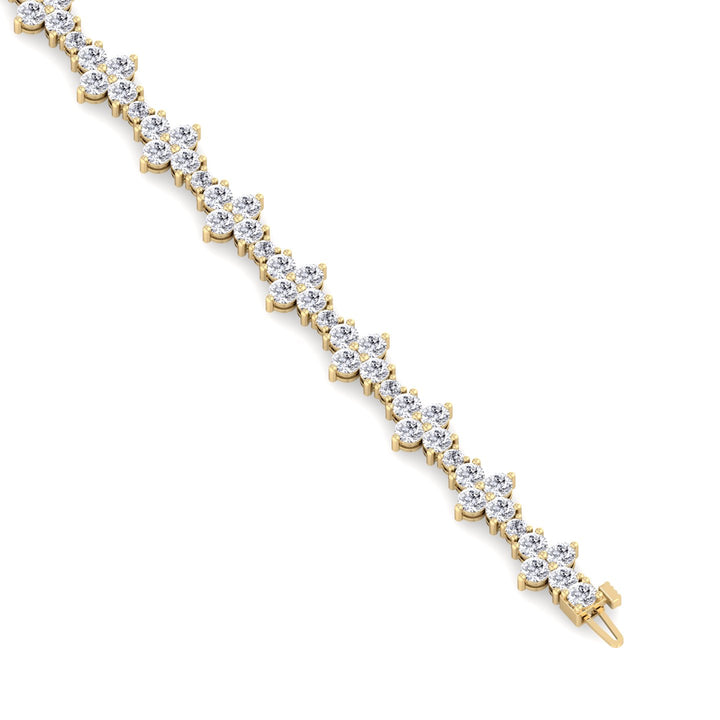 Round Floral Lab Grown Diamond Tennis Bracelet YG 4