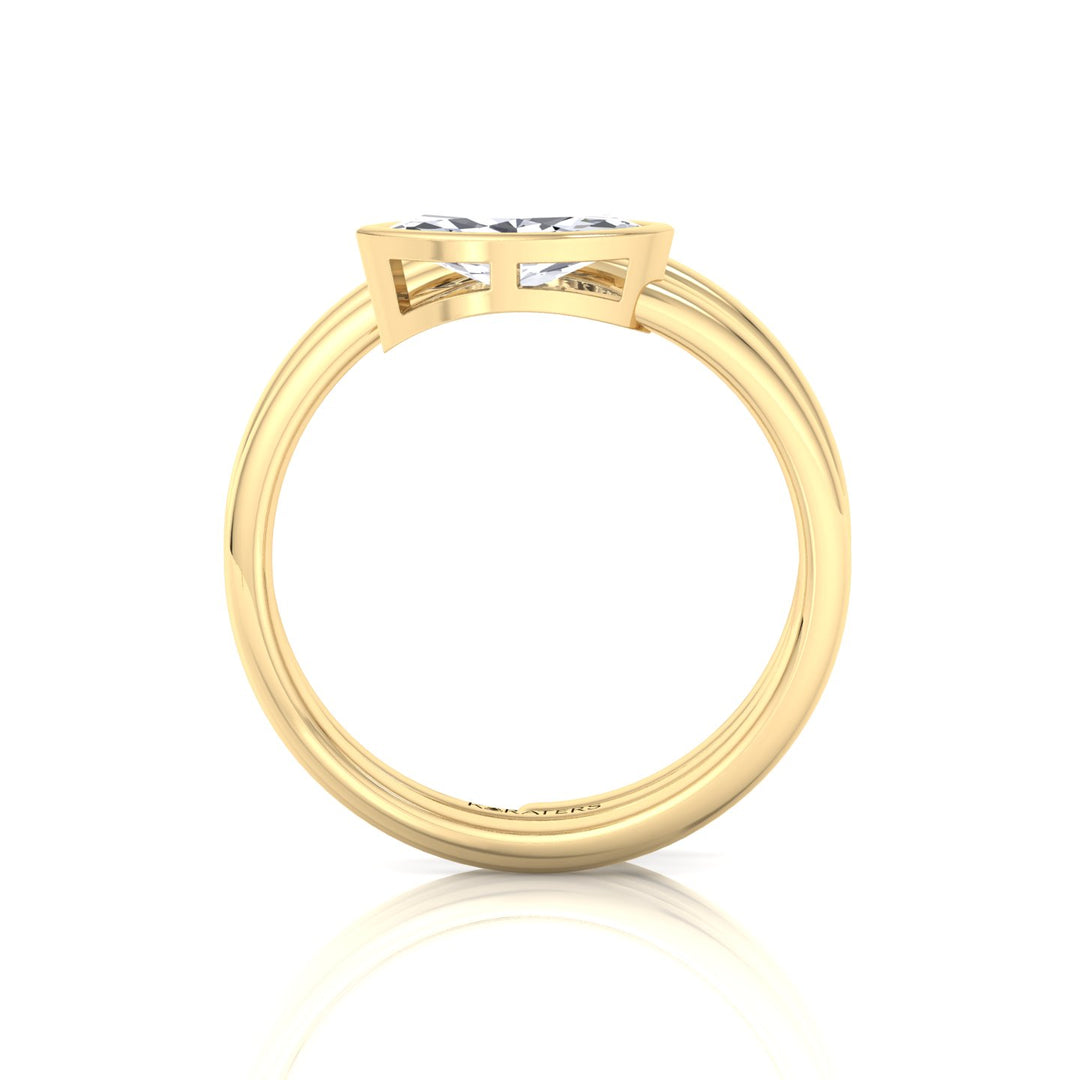 Spiral Bezel Set Marquise-Cut Lab Grown Diamond Ring Yellow Gold