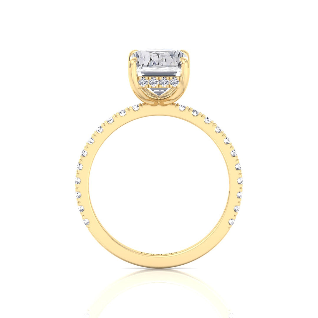 Ashoka Lab Grown Diamond Engagement Ring with Pavé Band Yellow Gold