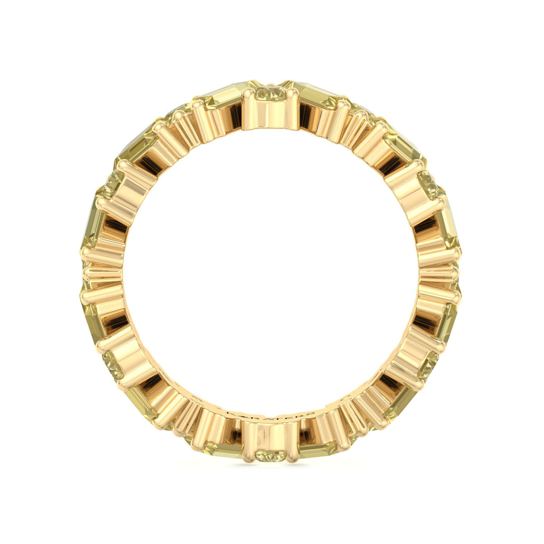 Fancy Yellow Lab Grown Diamond Band with Baguette and Round Shapes Yellow Gold