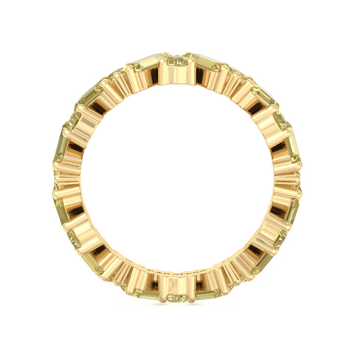 Fancy Yellow Lab Grown Diamond Band with Baguette and Round Shapes Yellow Gold